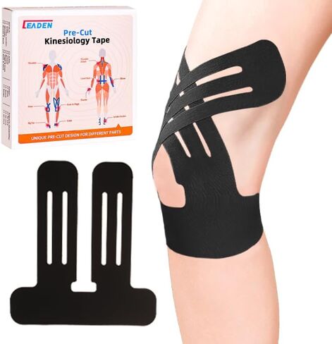 Precut Kinesiology Tape for Knees, Upgraded, 10 Pcs, Black in Kuwait