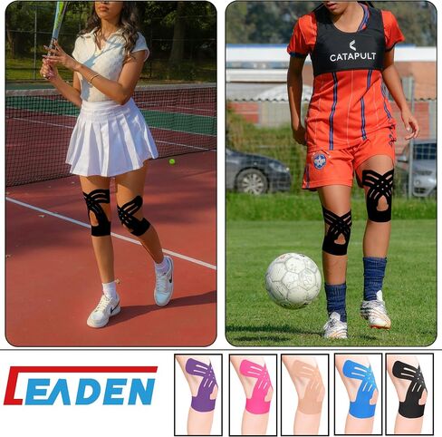 Precut Kinesiology Tape for Knees, Upgraded, 10 Pcs, Black in Kuwait