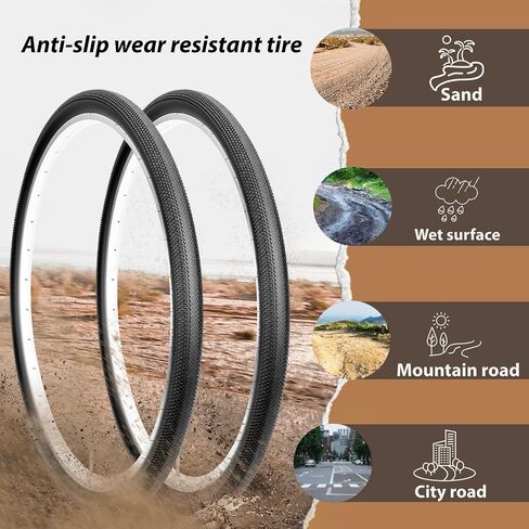 مجموعة إطارات الدراجة الحصى MOHEGIA 700c: عبوتان 700x38C/700x40C/700Cx42C إطارات دراجات قابلة للطي لجميع التضاريس وأنابيب داخلية زوجية مع رافعات إطارات للمغامرات على الطرق الوعرة in Kuwait