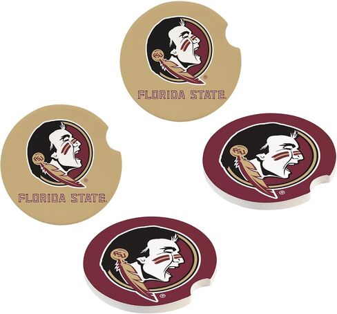 NCAA Florida State University Car Coaster Set, 2pcs Absorbent Ceramic Stone Cup Holder Inserts, Removable Drink Mats for Cars, SUVs, and Trucks, College Auto Accessories in Saudi Arabia