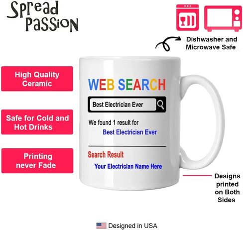 كوب SpreadPassion المخصص، أفضل كهربائي على الإطلاق، هدية للكهربائي، فكرة هدية سلة عيد الميلاد، كوب كهربائي مخصص in Kuwait