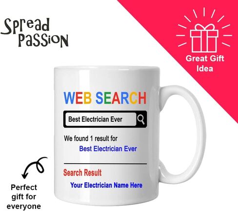 كوب SpreadPassion المخصص، أفضل كهربائي على الإطلاق، هدية للكهربائي، فكرة هدية سلة عيد الميلاد، كوب كهربائي مخصص in Kuwait