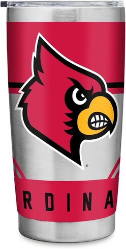 كوب من الفولاذ المقاوم للصدأ مع غطاء سعة 20 أونصة من Rico Industries NCAA Louisville Cardinals - رائع للقهوة أو الشاي أو الماء أو الكوكتيلات in Saudi Arabia