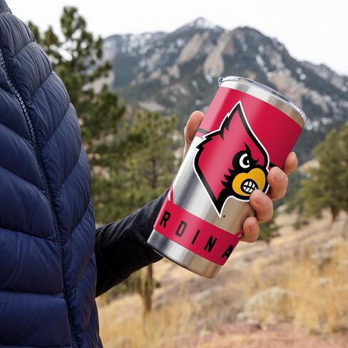 كوب من الفولاذ المقاوم للصدأ مع غطاء سعة 20 أونصة من Rico Industries NCAA Louisville Cardinals - رائع للقهوة أو الشاي أو الماء أو الكوكتيلات in Saudi Arabia