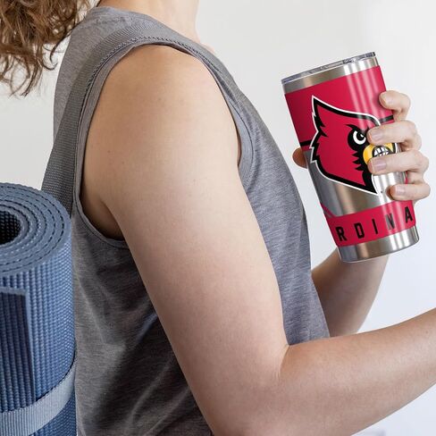 كوب من الفولاذ المقاوم للصدأ مع غطاء سعة 20 أونصة من Rico Industries NCAA Louisville Cardinals - رائع للقهوة أو الشاي أو الماء أو الكوكتيلات in Saudi Arabia