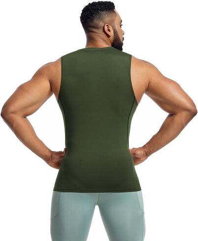 Men's Athletic Compression Shirts Sleeveless Workout Tank Top Quick Dry Gym Bodybuilding Tee in Saudi Arabia