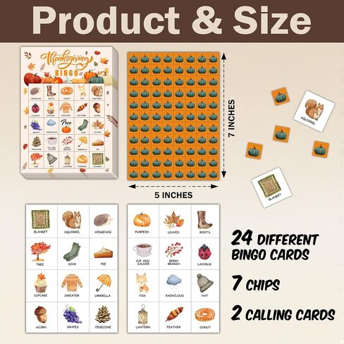 Thanksgiving Bingo Games for Adults, Pumpkin Themed Fall Harvest Bingo Card Game, Thanksgiving Gifts for Family Friends, Holiday Party Activities Supplies, 01 in Saudi Arabia