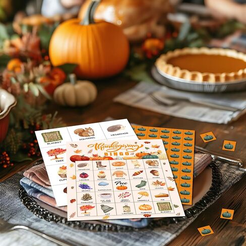 Thanksgiving Bingo Games for Adults, Pumpkin Themed Fall Harvest Bingo Card Game, Thanksgiving Gifts for Family Friends, Holiday Party Activities Supplies, 01 in Saudi Arabia
