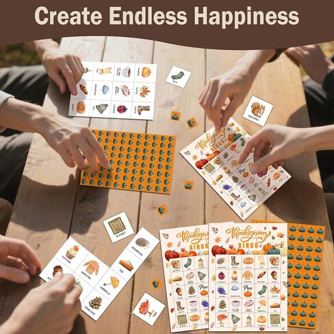 Thanksgiving Bingo Games for Adults, Pumpkin Themed Fall Harvest Bingo Card Game, Thanksgiving Gifts for Family Friends, Holiday Party Activities Supplies, 01 in Saudi Arabia