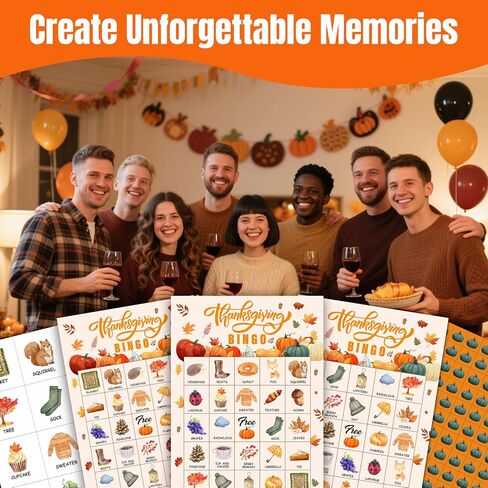 Thanksgiving Bingo Games for Adults, Pumpkin Themed Fall Harvest Bingo Card Game, Thanksgiving Gifts for Family Friends, Holiday Party Activities Supplies, 01 in Saudi Arabia