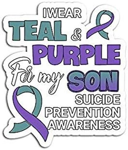 I Wear Teal Purple for My Son Suicide Prevention - Sticker Graphic - Auto, Wall, Laptop, Cell, Truck Sticker for Windows, Cars, Trucks in Saudi Arabia