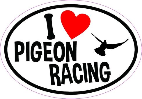 StickerTalk Oval I Love Pigeon Racing Vinyl Sticker, 5 inches by 3.5 inches in Saudi Arabia