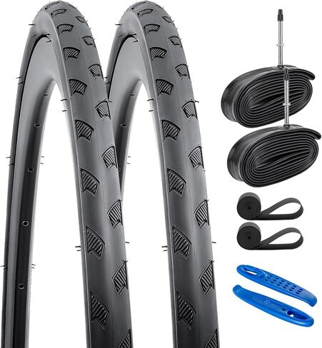 700C Bike Tires 700X28C 28-622 and 700C Heavy Duty Bike Tubes Presta Valve with 2 Rim Strips, Compatible Bike Tires 700x26C 700x27C 700 x 28C 700x29C 700x30C Bicycle Tires and Tubes-2-PCS (Y-1289) in Saudi Arabia