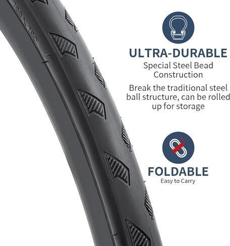 700C Bike Tires 700X28C 28-622 and 700C Heavy Duty Bike Tubes Presta Valve with 2 Rim Strips, Compatible Bike Tires 700x26C 700x27C 700 x 28C 700x29C 700x30C Bicycle Tires and Tubes-2-PCS (Y-1289) in Saudi Arabia