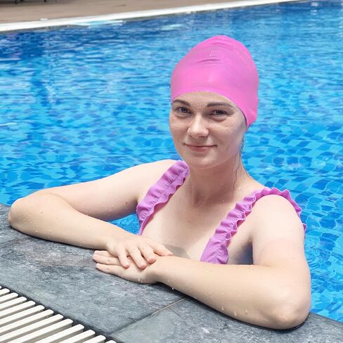 1pcs High Elastic Swimming Caps Men Women Waterproof Swimming Pool Cap Ears Long Hair Large Silicone Diving Hat in Saudi Arabia