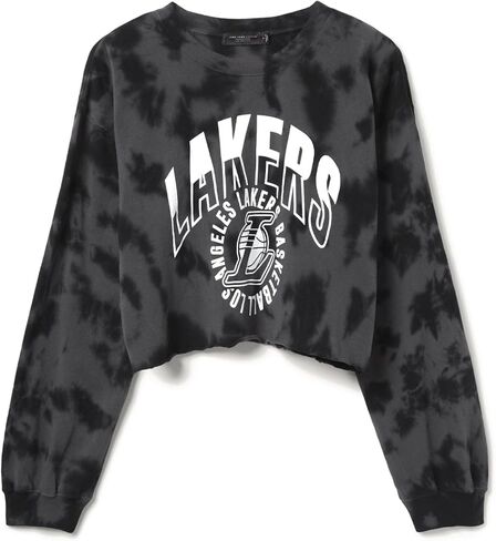 Junk Food Clothing Los Angeles Lakers Long Sleeve Loose Knit Crop - Extra Large Vintage Black in Saudi Arabia