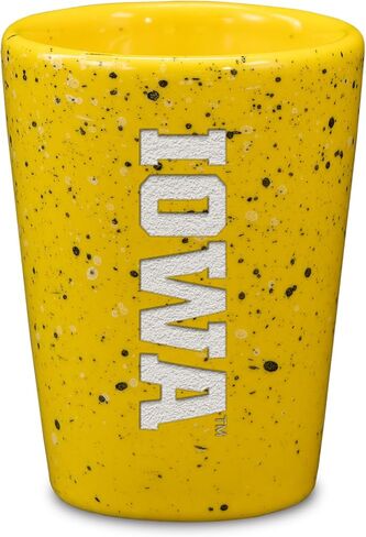 Rico Industries NCAA Iowa Hawkeyes Secondary 2oz Ceramic Shot Glass for Fans, Laser Engraved in Team Color Single Shot Glass in Saudi Arabia