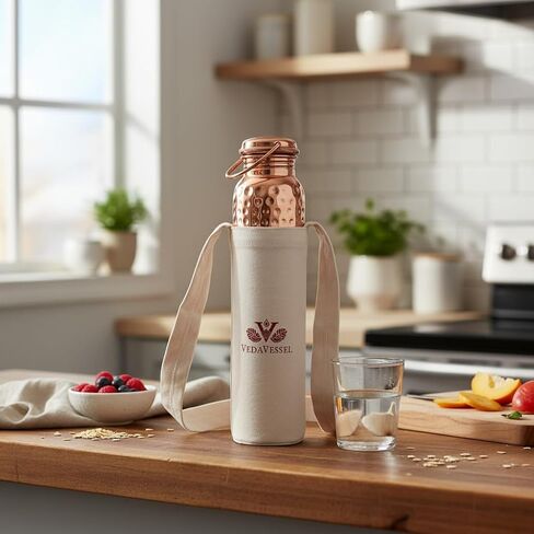 100% Pure Copper Water Bottle 64 oz with Handle, Lid, Carrying Bag & Straw - Hammered Ayurvedic Copper Water Jug 2L in Saudi Arabia