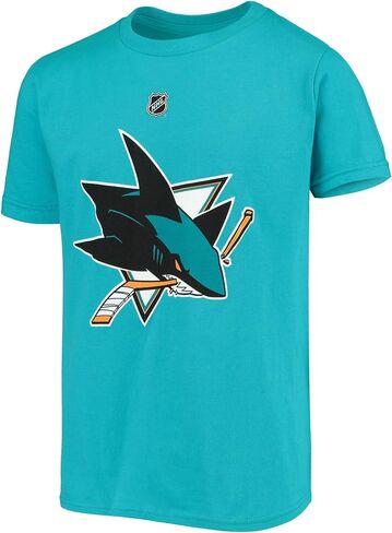 تي شيرت إريك كارلسون سان خوسيه شاركس #65 NHL للأطفال الصغار للأولاد 4-20 اسم ورقم لاعب أكوا من الجيرسيه in Saudi Arabia