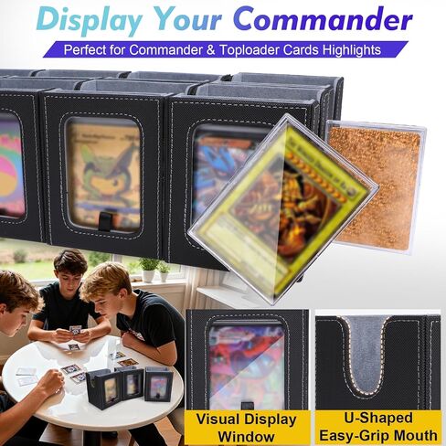صندوق سطح السفينة Cortile Commander لـ MTG، صندوق تخزين بطاقات التداول 10 في 1 مع حافظة بطاقات معيارية مكونة من 8 أسطح وصينية نرد تحمل أكثر من 800 بطاقة مزدوجة الأكمام، صندوق سطح MTG قابل للإزالة مناسب لـ TCG/EDH، أسود رمادي in Kuwait