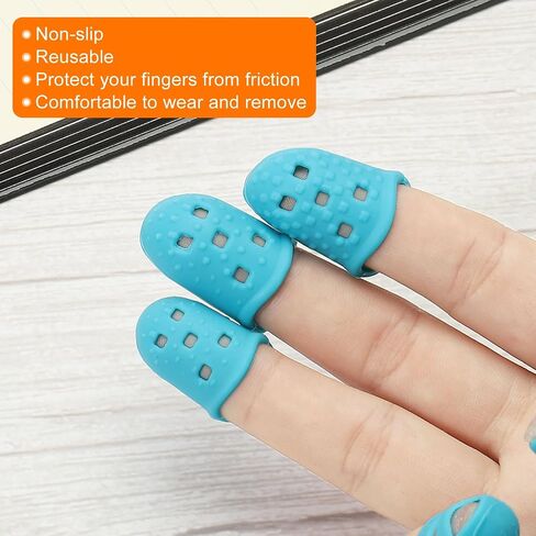 Finger Tips Anti Slip Fingertip Protector, 20 Pack 28mm Silicone Finger Guard for Paper Sorting Sewing Guitar Playing, Light Blue M Size in Saudi Arabia