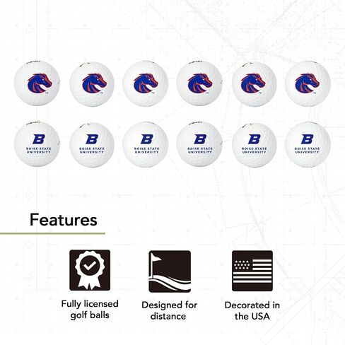 كرات جولف من Desert Cactus Boise State University دزينة - عبوة من 12 لون كامل، معدات مرخصة رسميًا من BSU Broncos in Saudi Arabia