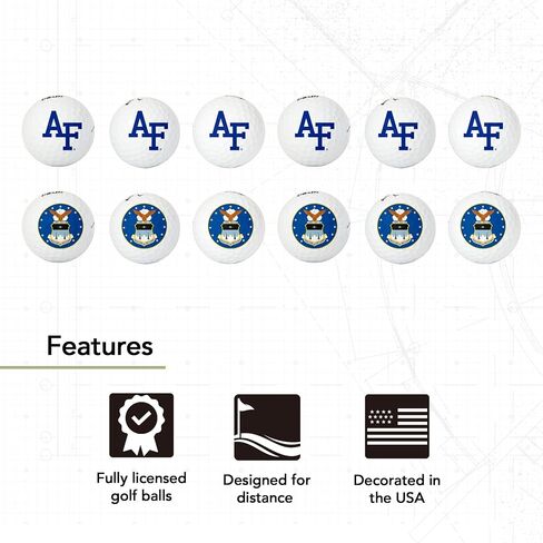 كرات جولف من Desert Cactus United States Air Force Academy - عبوة من 12 لونًا كاملاً، معدات مرخصة رسميًا من USAFA Falcons in Saudi Arabia