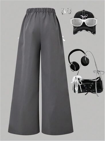 Girl's Baggy Sweatpants Y2k Cute Lace Trim Bowknot Wide Leg Elastic Waist Track Pants in Saudi Arabia