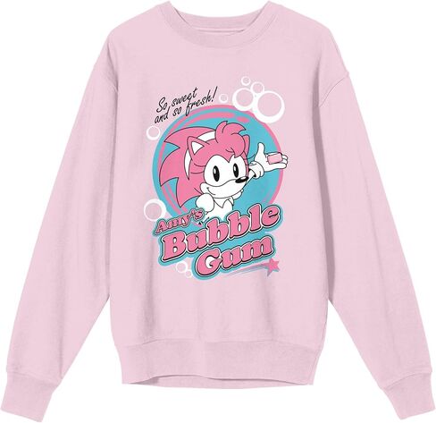 سترة Bioworld Sonic The Hedgehog Amy's Bubblegum Logo برقبة دائرية وأكمام طويلة للنساء باللون الوردي in Saudi Arabia