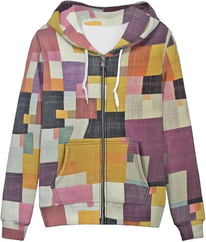 Agoviwo Cute Print Zip up Hoodie Women Long Sleeve Hoodie Loose Hooded Neck Sweatshirt for Home in Saudi Arabia