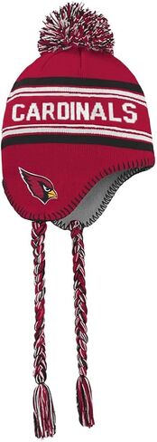 NFL Kids Youth 8-20 Team Color Primary Logo Jacquard Tassel Cold Weather Football Pom Beanie Knit Hat One Size in Saudi Arabia