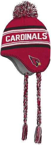 NFL Kids Youth 8-20 Team Color Primary Logo Jacquard Tassel Cold Weather Football Pom Beanie Knit Hat One Size in Saudi Arabia