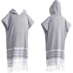 1pcs Turkish Towel Poncho Turkish Cotton Beach Poncho wim Cover Up Wearable Towel Hooded Poncho with Pocket for Adult Man Women (Green) in Kuwait