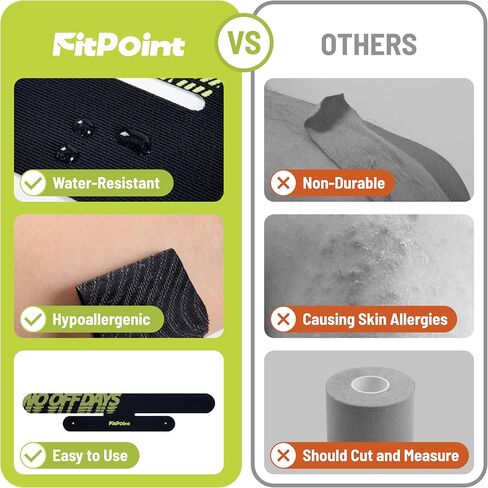 شريط علم الحركة للركبة من موشن بريكت، 10 قطع من شريط الركبة الصناعي اللاصق للغاية، لتخفيف الألم ودعم الركبة، شريط رياضي مرن خالٍ من اللاتكس، أسود داكن in Kuwait