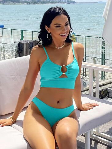 Sexy Bikini Sets for Women Cutout O-Ring Swimsuit 2 Piece High Cut Bathing Suit in Saudi Arabia