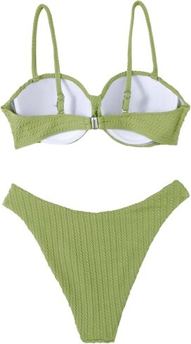 SweatyRocks Women's 2 Piece Swimsuits Ruched Textured Bikini Set Cheeky Swimwear in Saudi Arabia