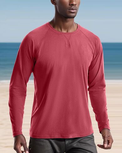Men's Hiking Running Outdoor Tops - UPF 50+ Long Sleeve Rash Guard Swim Shirts, Sun Protection Quick Dry in Saudi Arabia