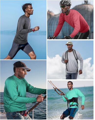 Men's Hiking Running Outdoor Tops - UPF 50+ Long Sleeve Rash Guard Swim Shirts, Sun Protection Quick Dry in Saudi Arabia