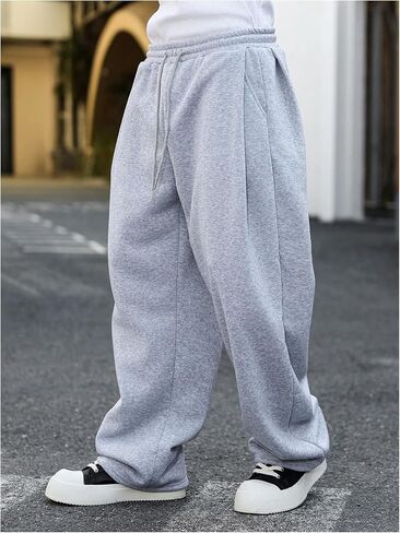 SHENHE Men's Baggy Sweatpants Y2k Wide Leg Open Bottom Drawstring Workout Lounge Sweat Pants in Saudi Arabia