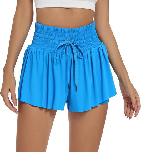Flowy Athletic Shorts for Women Workout Running Gym Yoga Tennis High Waist with Pockets Cute Clothes Casual Summer in Saudi Arabia