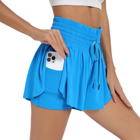 Flowy Athletic Shorts for Women Workout Running Gym Yoga Tennis High Waist with Pockets Cute Clothes Casual Summer in Saudi Arabia