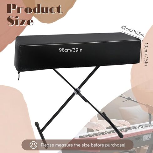 Piano Keyboard Dust Cover 61 Keys Waterproof Scratch-Resistant Dustproof Keyboards Protector cover Adjustable Keyboard Covers with Music Stand Zipper Soft Spandex Fabric for Digital Pianos (Black) in Saudi Arabia
