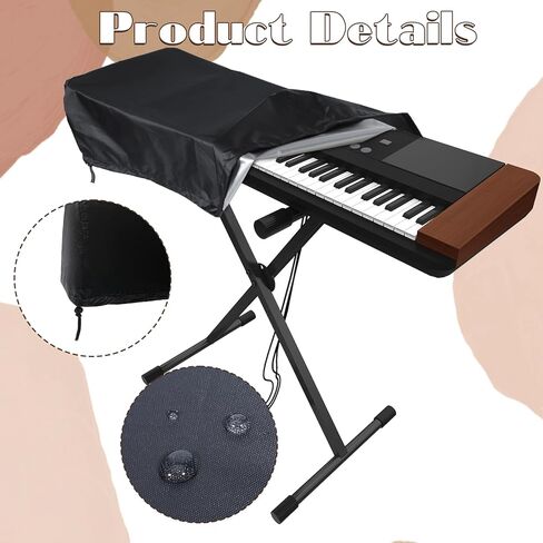 Piano Keyboard Dust Cover 61 Keys Waterproof Scratch-Resistant Dustproof Keyboards Protector cover Adjustable Keyboard Covers with Music Stand Zipper Soft Spandex Fabric for Digital Pianos (Black) in Saudi Arabia