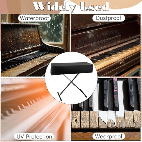 Piano Keyboard Dust Cover 61 Keys Waterproof Scratch-Resistant Dustproof Keyboards Protector cover Adjustable Keyboard Covers with Music Stand Zipper Soft Spandex Fabric for Digital Pianos (Black) in Saudi Arabia