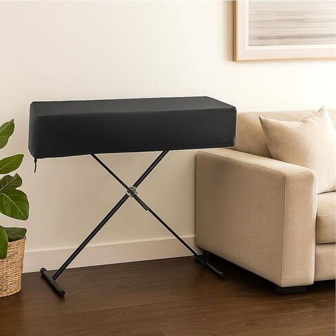Piano Keyboard Dust Cover 61 Keys Waterproof Scratch-Resistant Dustproof Keyboards Protector cover Adjustable Keyboard Covers with Music Stand Zipper Soft Spandex Fabric for Digital Pianos (Black) in Saudi Arabia