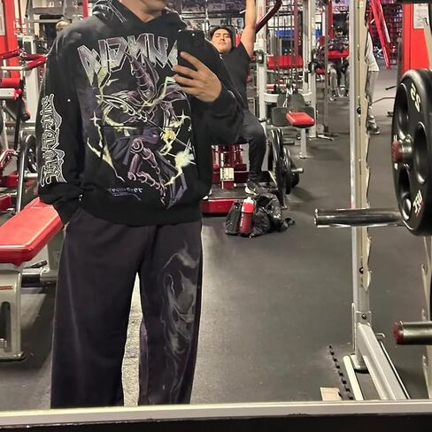 بنطال رياضي برسوم جرافيك للرجال على طراز Gothic Punk Streetwear Joggers Gym Workout Lounge Pants مع جيوب in Kuwait