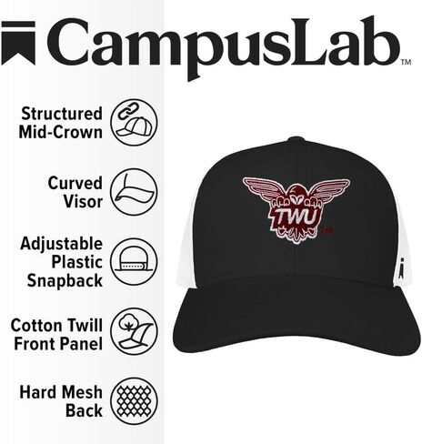 Campus Lab Official Collegiate Team Logo 1 Adjustable Snapback Trucker Hat - Unisex for Men and Women in Saudi Arabia