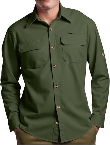 Men's Long Sleeve Hiking Shirt UPF 50 Sun Protective, Quick Dry Lightweight for Outdoor Fishing Travel Safari in Saudi Arabia
