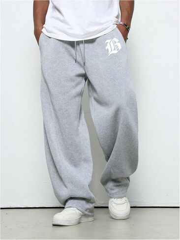 Men's Wide Leg Baggy Sweatpants Drawstring Graphic Loose Track Pants Streetwear Casual Trousers in Saudi Arabia