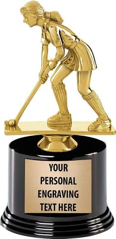 Crown Awards Field Hockey Trophies with Custom Engraving, 7.25" Personalized Girls Field Hockey Trophy On Deluxe Round Base Prime in Saudi Arabia